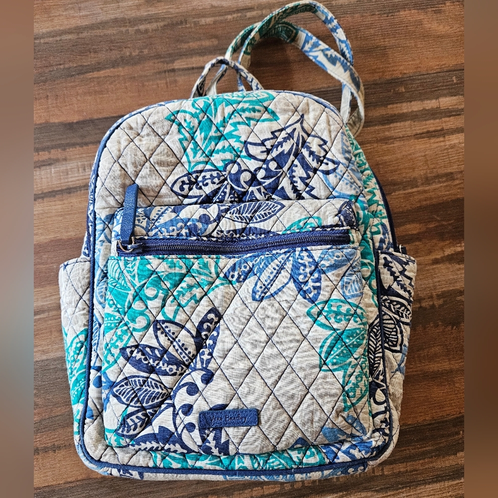 Vera Bradley RETIRED "Santiago" Mini Purse Backpack Blue, Navy, Teal, Gray